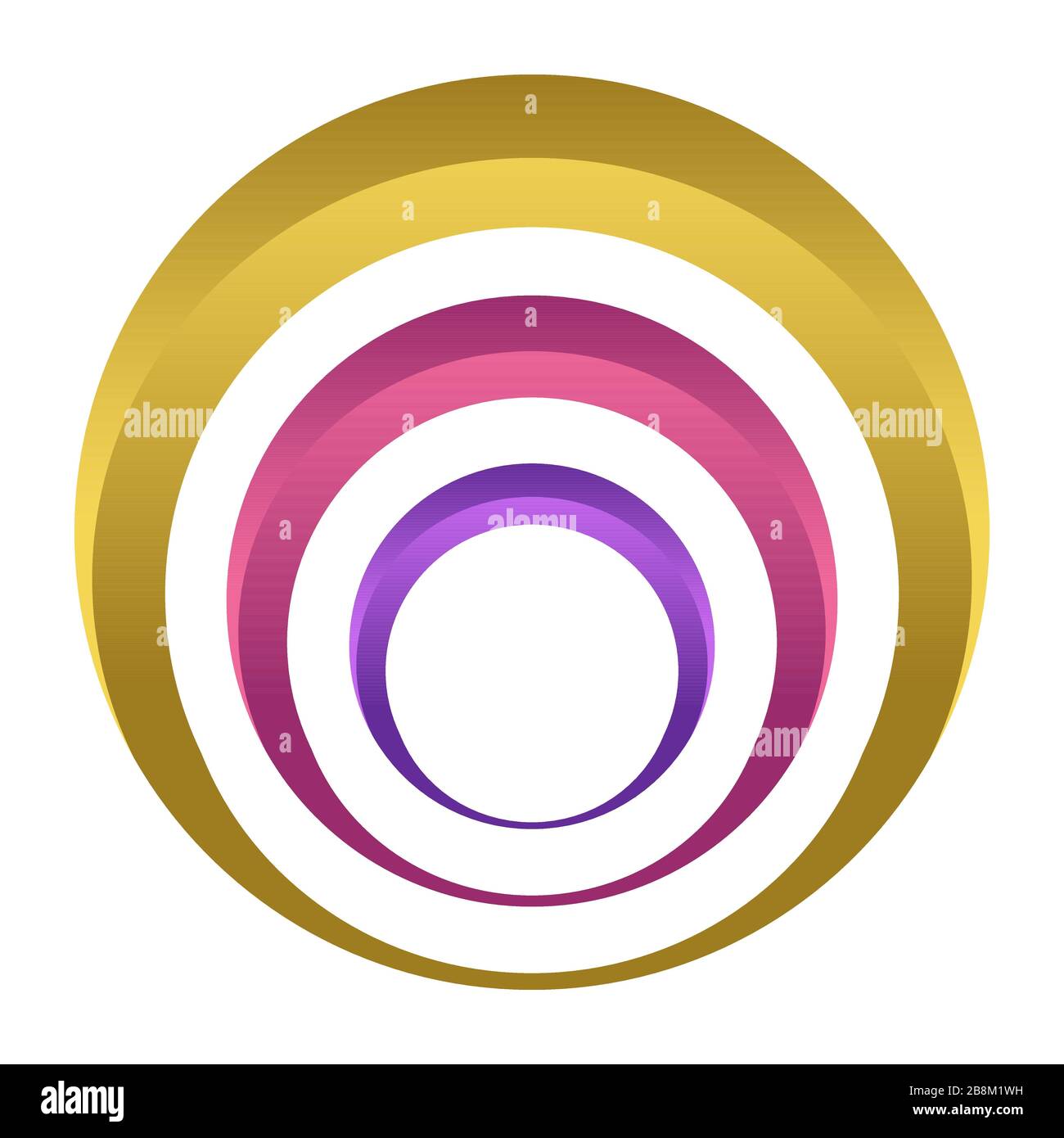 Abstrakte bunte Kreise. Mehrfarbige Ringe isoliert auf weißem Hintergrund. Konzentrische Volumenkreise, Ringe. Abstrakte Designelemente. Infografik. Stock Vektor