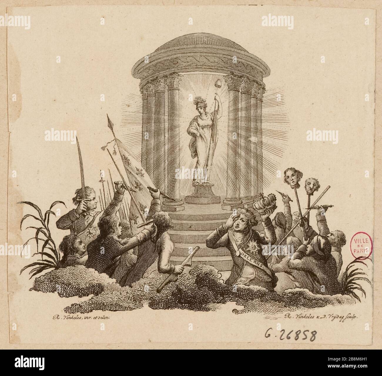 Die Freiheit wurde von den Royalisten und den Sans-Culottes bedroht. (TF) Stockfoto