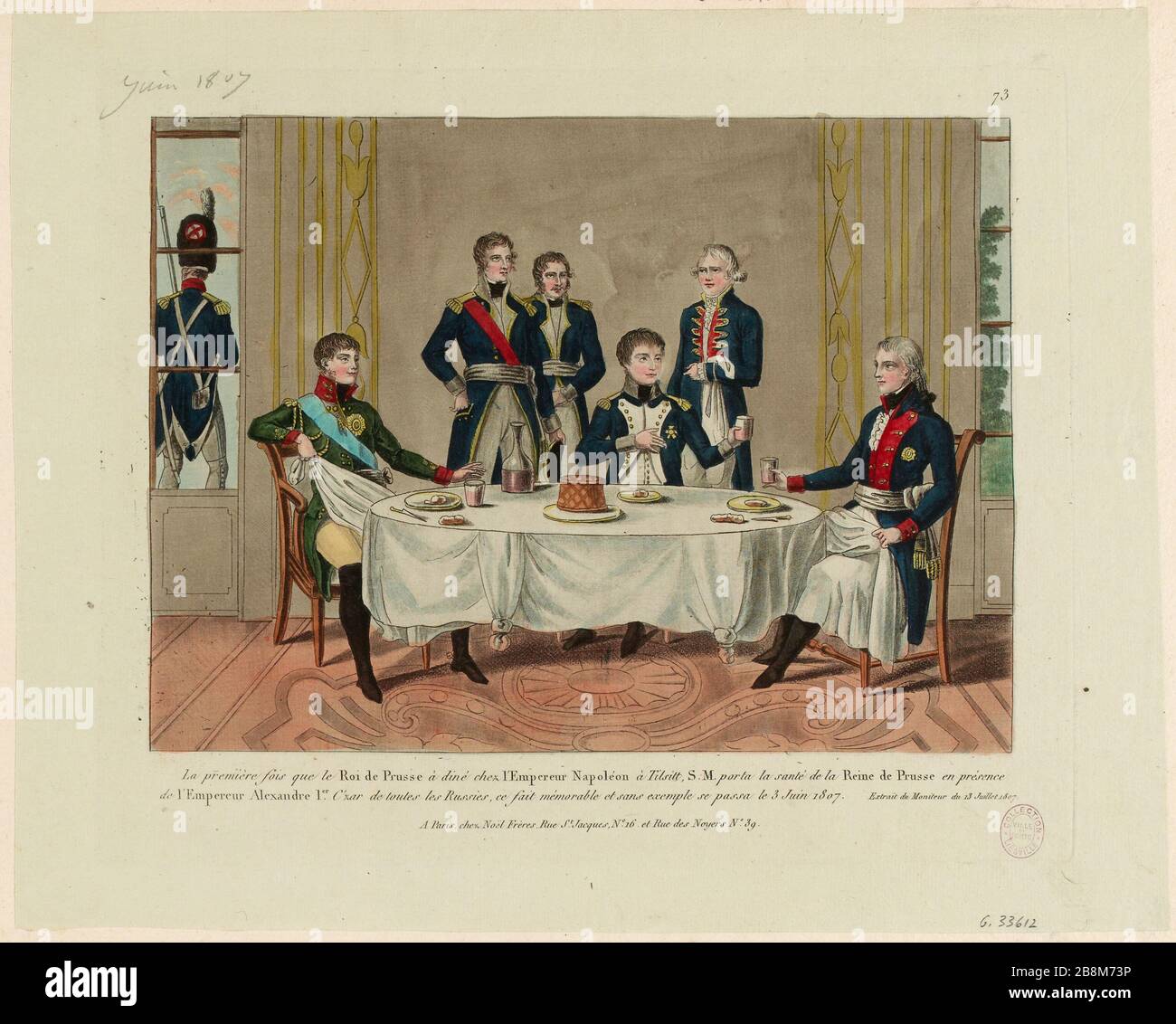73 / das erste Mal, dass der König von Preßburg mit dem Kaiser Napoleon in Tilsit dinierte [...] (TF) Stockfoto