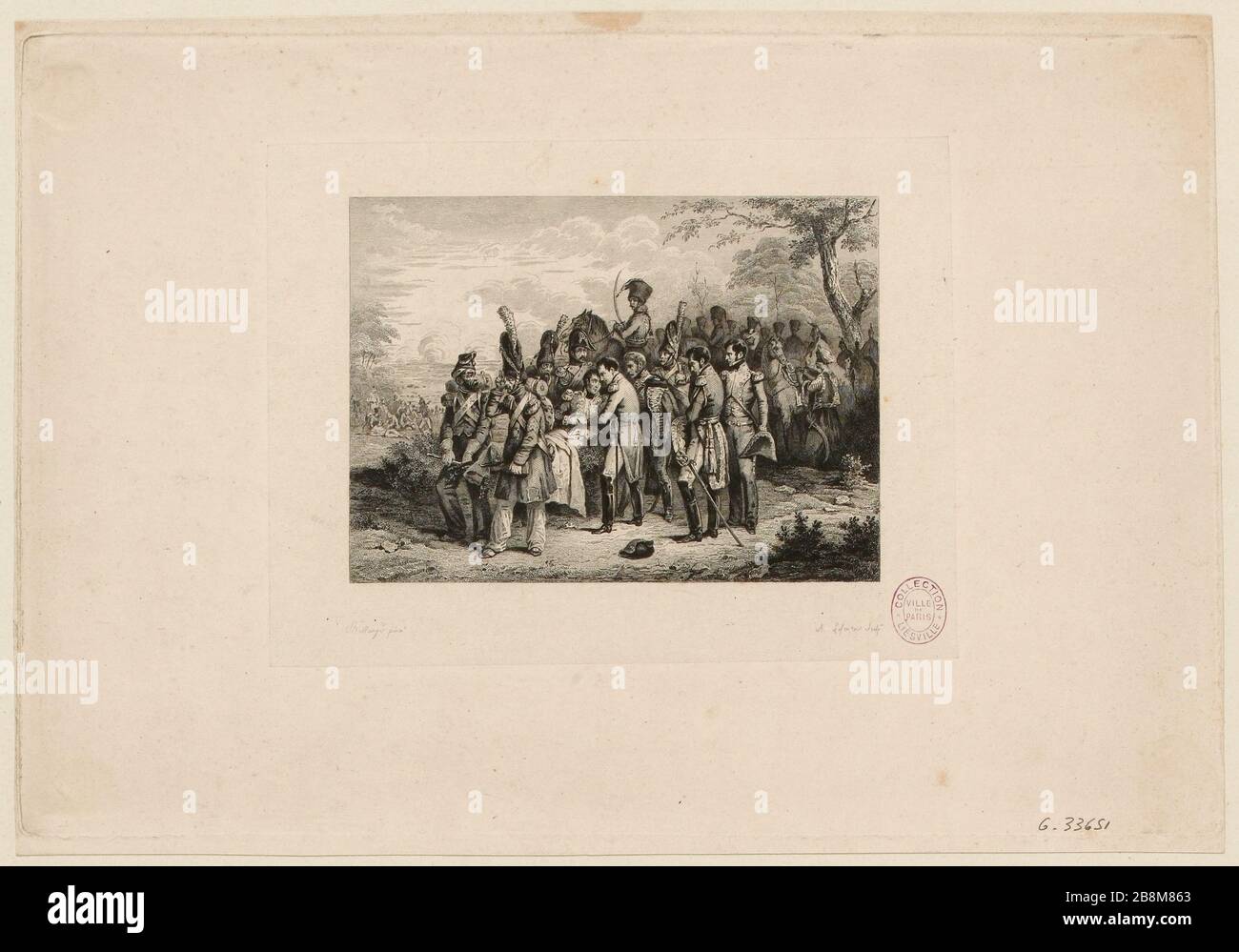 Lannes wird am 22. Mai 1809 am Schlachtfeld von Essling tödlich verletzt. (TF) Stockfoto