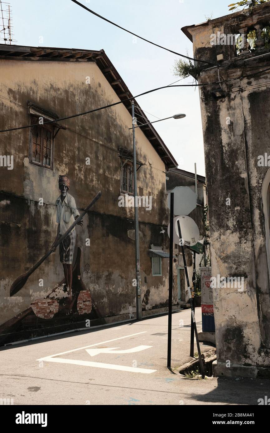 Straßenkunst in schöner und lebendiger Penang, Malaysia. Stockfoto