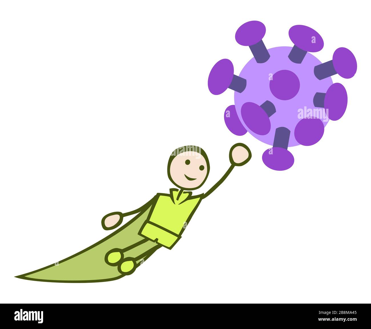 Concept_Health_Green Superhelden kämpft gegen einen Virus_by jziprian Stock Vektor