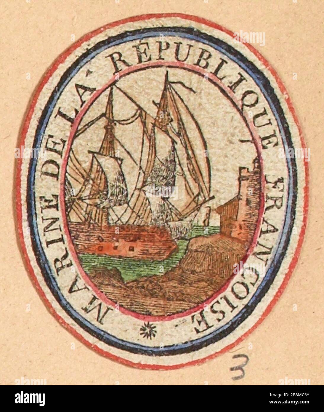 Mit einem Marine-Miniaturbild der französischen Republik (TF) dekoriertes Token Stockfoto