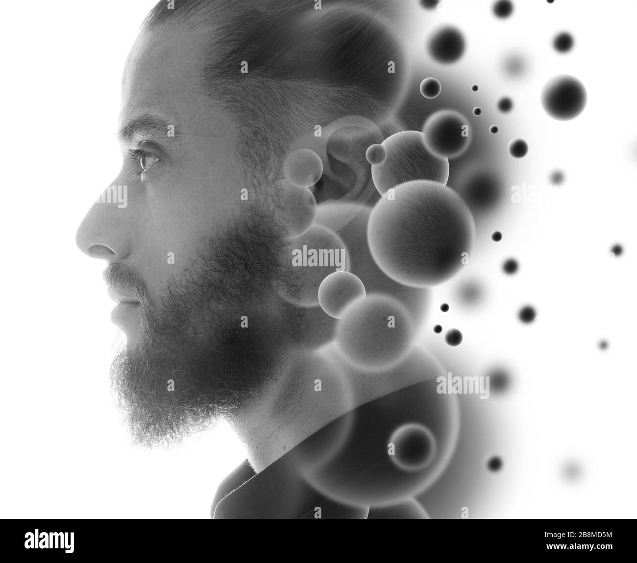 Ein Porträt mit einer digitalen Abbildung kombiniert Stockfoto