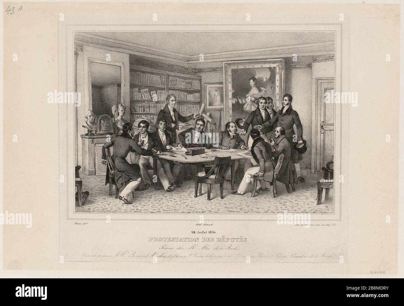 26. Juli 1830 / Protest-MPs / versammelt bei Herrn Alex. Borde. (TI) Stockfoto