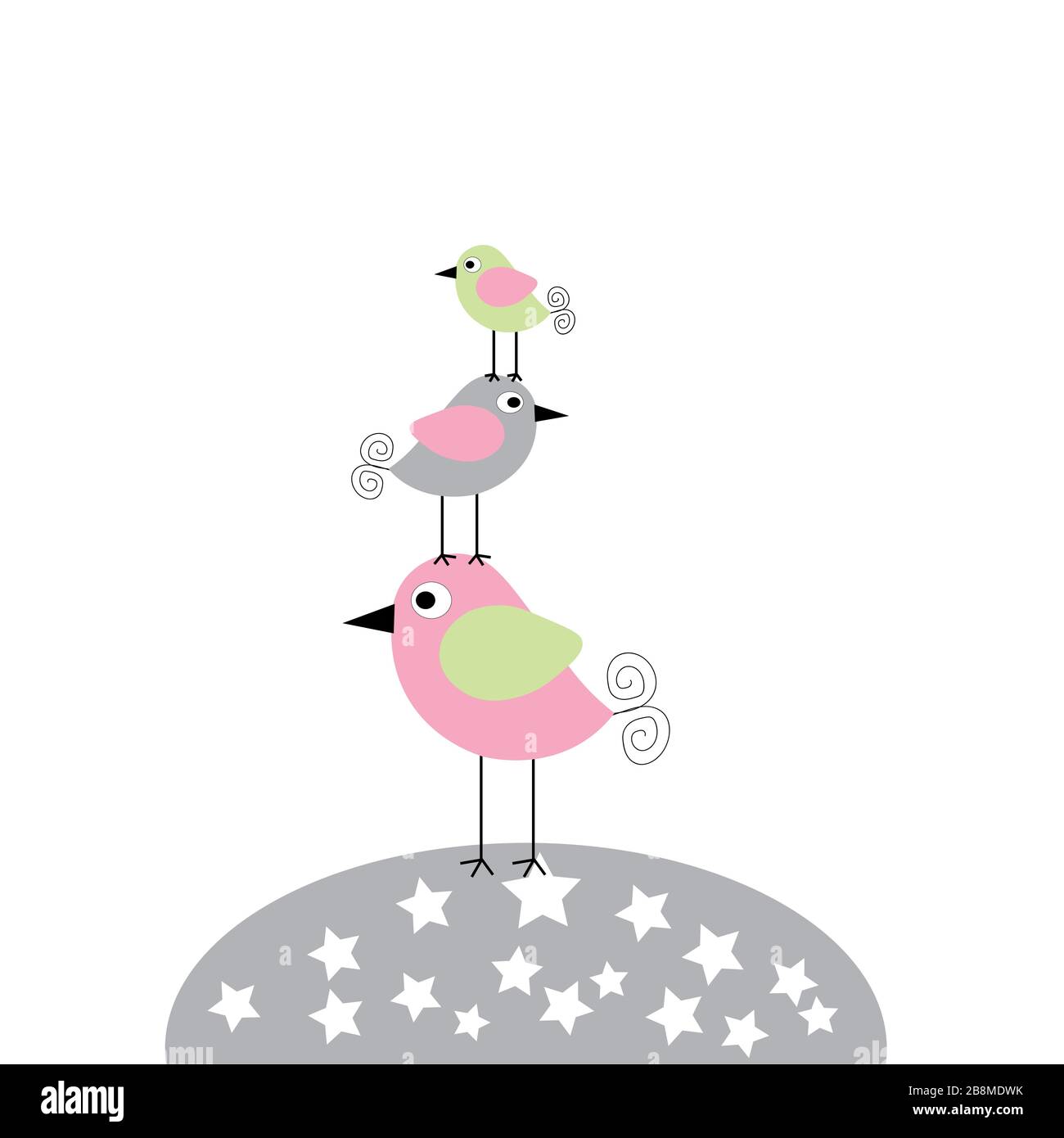 Cartoon-Illustration für süße Vögel Stock Vektor