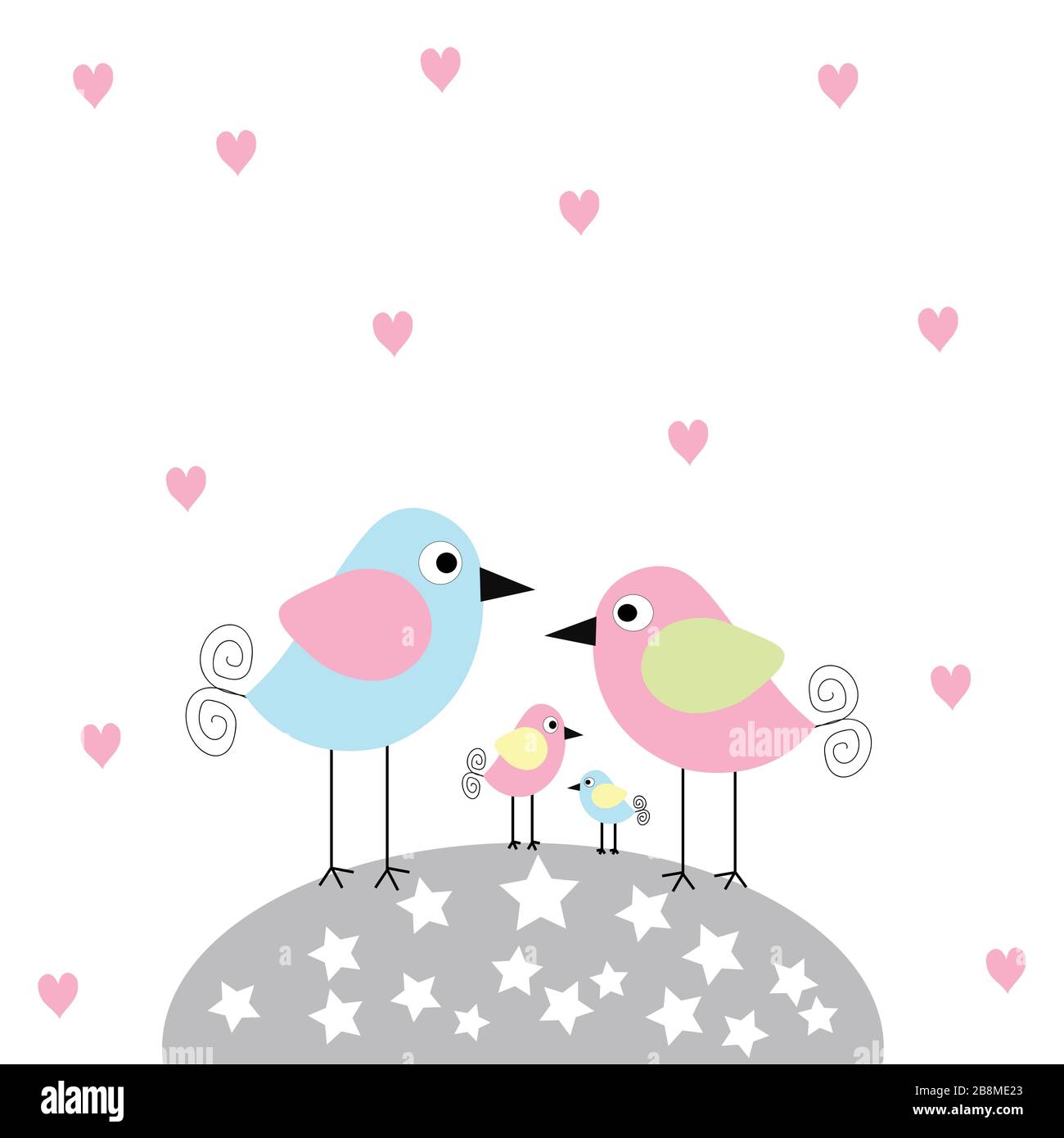 Cartoon-Illustration für süße Vögel Stock Vektor