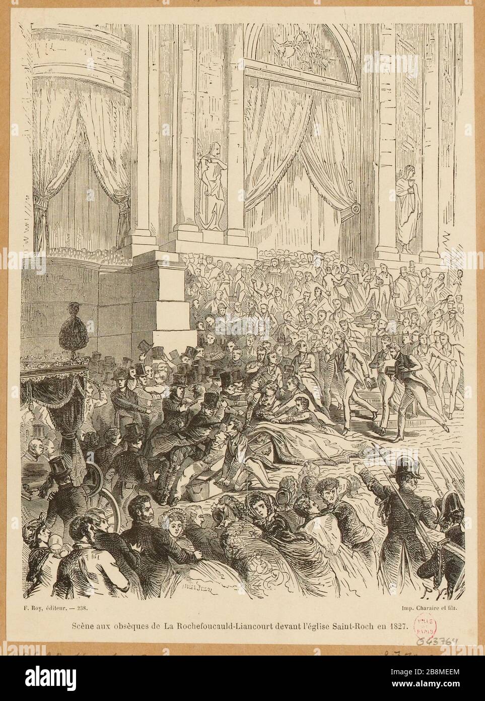 scène aux obsèques de La Rochefoucauld-Liancourt die Kirche Saint-Roch im Jahr 1826. (TI) Stockfoto