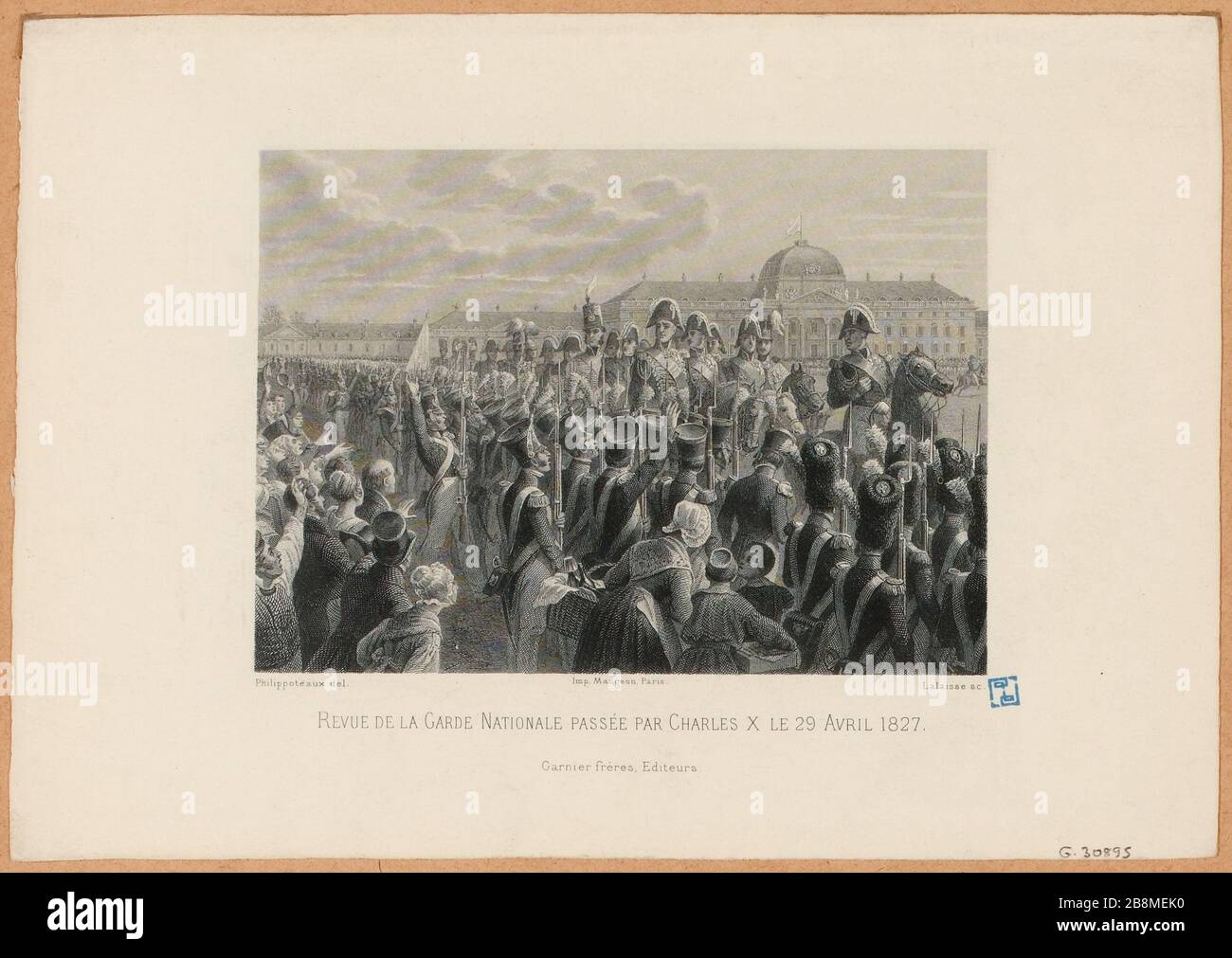ÜBERPRÜFUNG DER VERGANGENHEIT DER NATIONALGARDE DURCH CHARLES X 29. APRIL 1827 (IT) Stockfoto