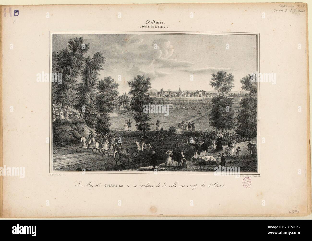 St. Omer. / (Abt. Von Calais.) / seine Majestät Charles X. geht von der Stadt zum St Omer Camp. (IT) Stockfoto