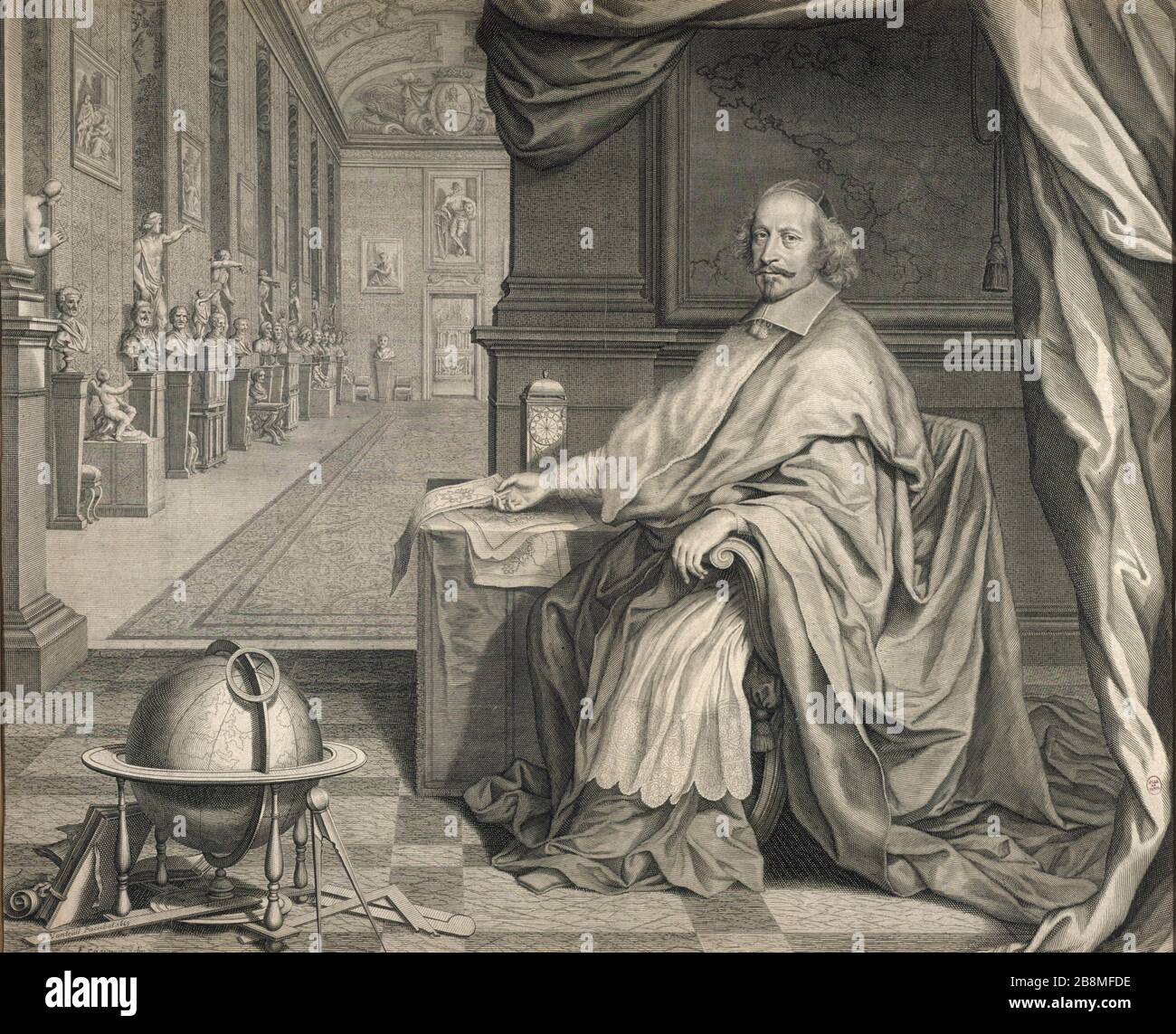 Kardinal Mazarin. 1659. Robert Nanteuil (1623-1678). "Azarin". Tiefdruck, 1659. Paris, musée Carnavalet. Stockfoto
