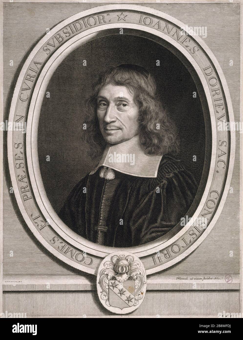 Joannes Doriev. 1660. Robert Nanteuil (1623-1678). Joannes Doriev. 1660. Tiefdruck. Paris, musée Carnavalet. Stockfoto