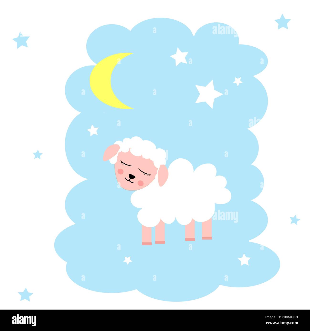 Cute Sheep Cartoon Illustration Vector Stock Vektor