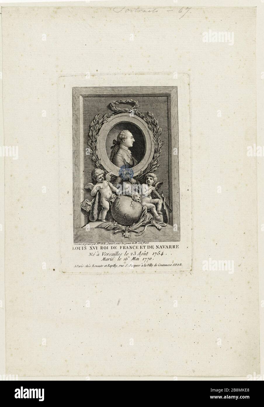 Ludwig XVI. König von Frankreich und Navarra M.R.Savart. Louis XVI roi de France et de Navarra. Eau-forte et burin. Musée des Beaux-Arts de la Ville de Paris, Petit Palais. Stockfoto