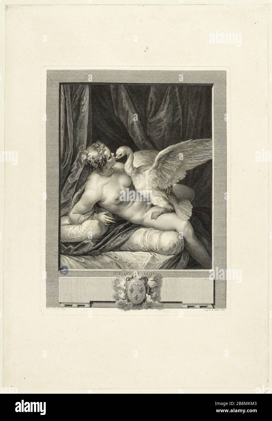 Jupiter und Leda nach Veronese Augustin de Saint-Aubin (1736-1807). Jupiter et Léda d'après Véronèse. Eau-forte et burin. Musée des Beaux-Arts de la Ville de Paris, Petit Palais. Stockfoto