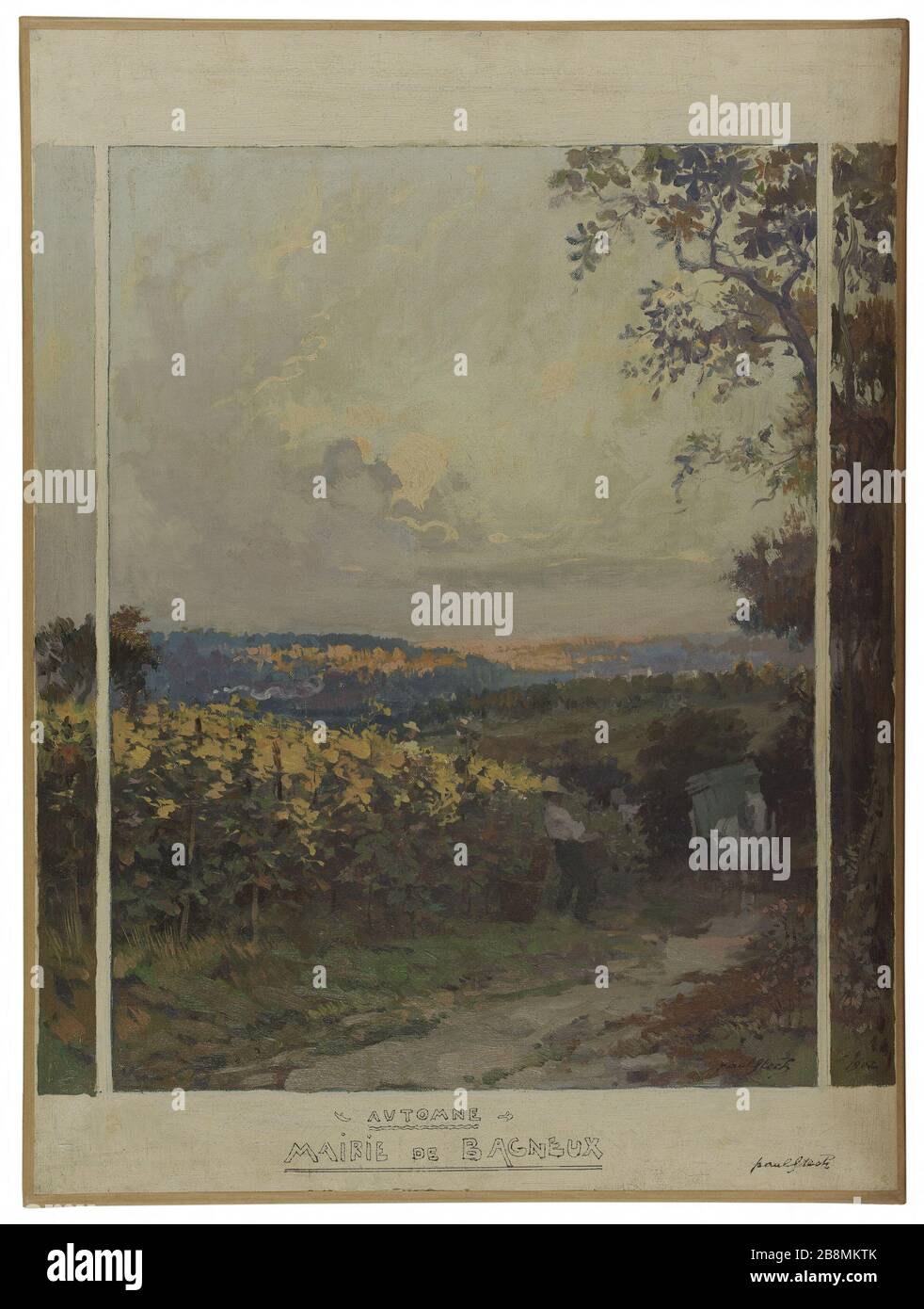 Skizze für die Stadt Bagneux: Herbstlandschaft Paul Albert Steck (XIXème siècle). "Esquisse pour la mairie de Bagneux: Paysage d'automne". Huile sur toile. 1902. Musée des Beaux-Arts de la Ville de Paris, Petit Palais. Stockfoto