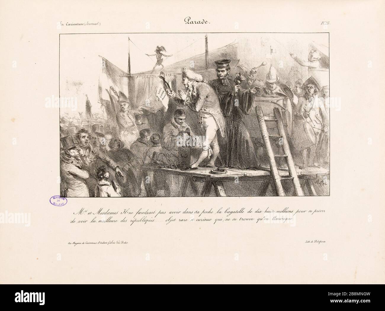 Parade Auguste-Raffet (1804-1860). Karikatur de Presse. "Parade". Planche parue dans 'La caricature' du 13 janvier 1831. Lithographie. Paris, Maison de Balzac. Stockfoto