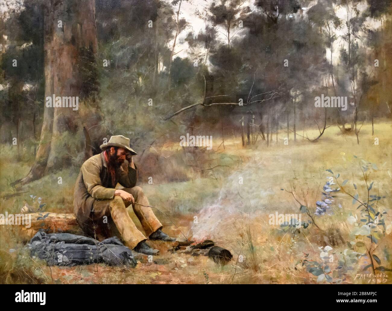 Down on His Luck des australischen Künstlers Frederick McCubbin (1855-1917), Öl auf Leinwand, 1889 Stockfoto