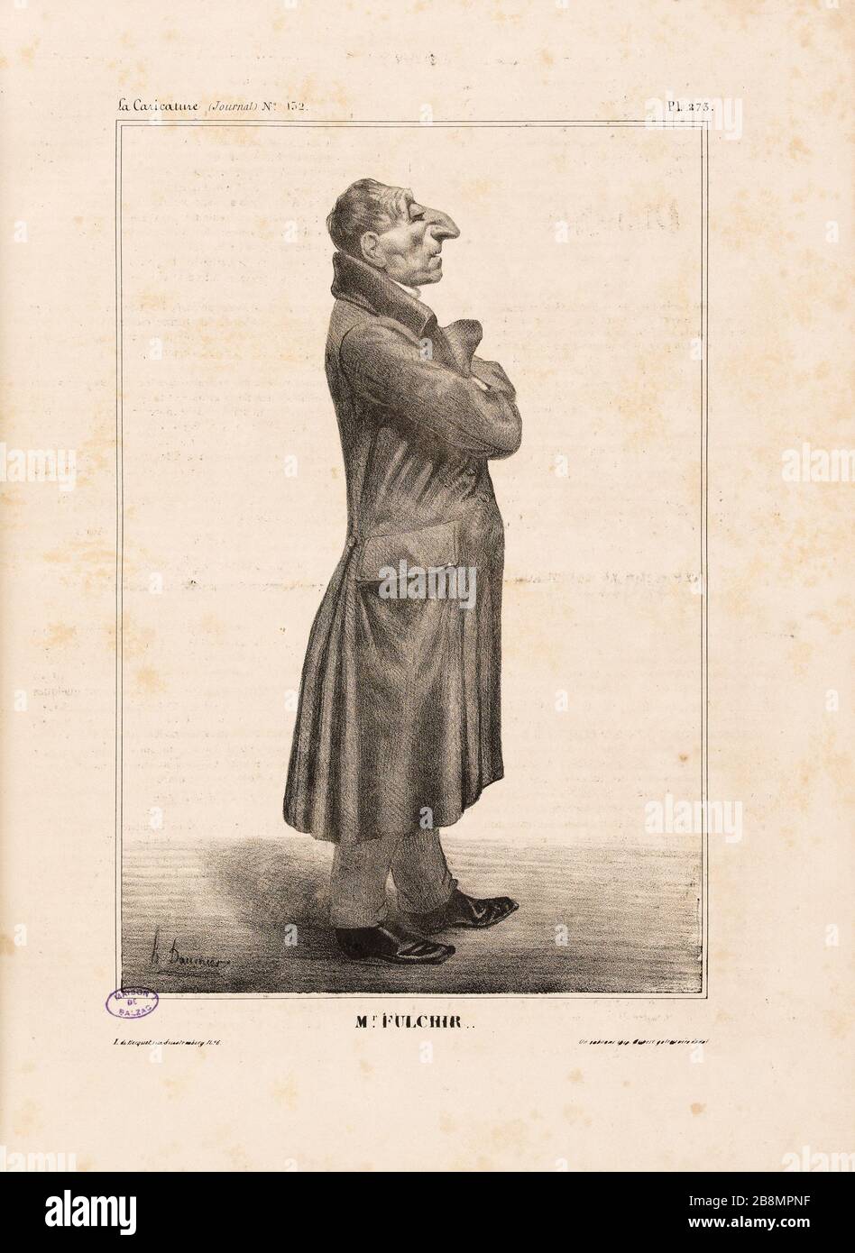 Herr Fulchir... Honoré Daumier (1808-1879). Karikatur de Presse. 'Mr Fulchir'. Planche parue dans 'La caricature' du 16 Mai 1833. Lithographie. Paris, Maison de Balzac. Stockfoto