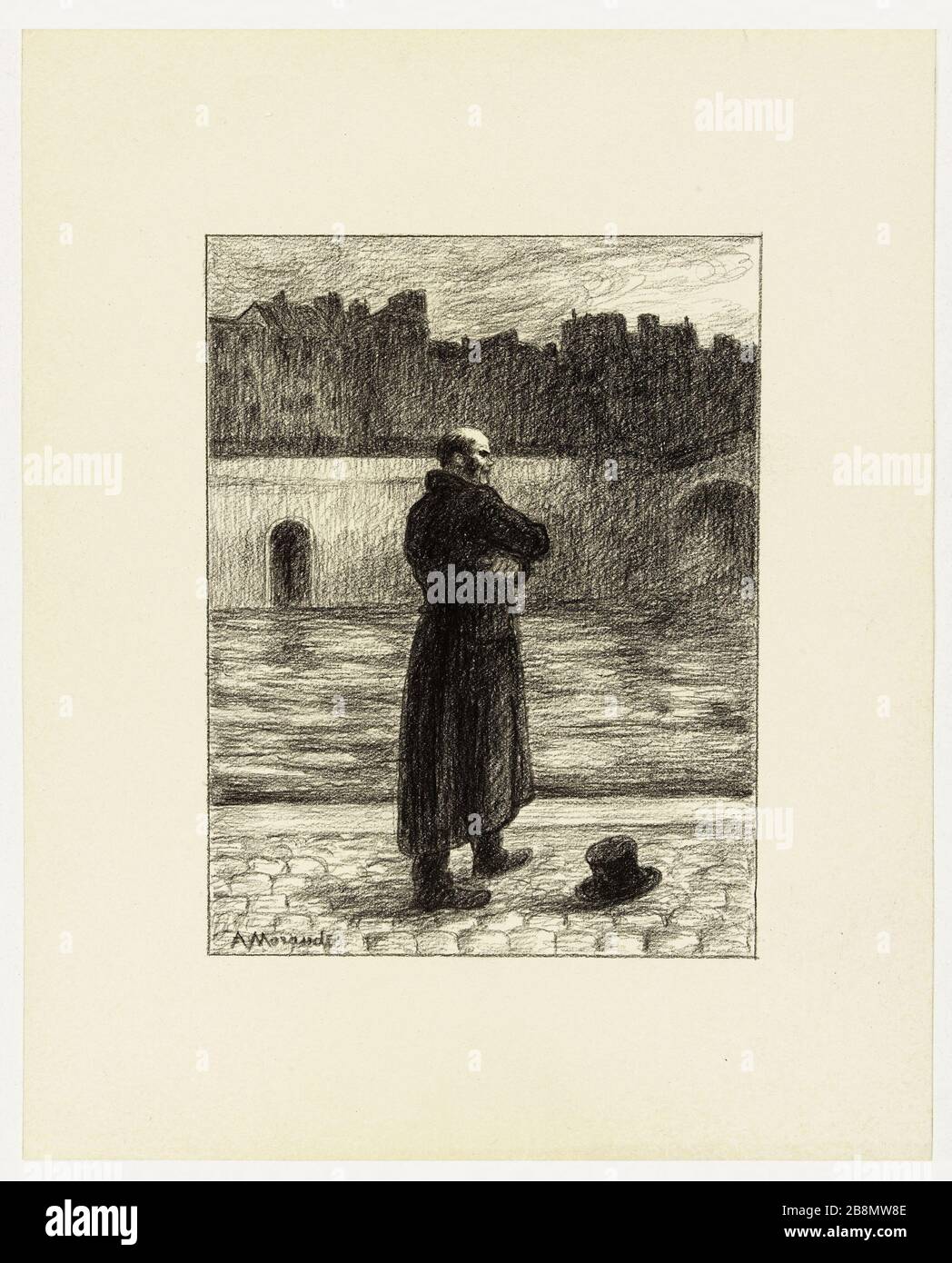 Javert entgleiste Albert Morand. Javert déraillé. Projet d'Illustration pour le roman de Victor Hugo, 'Les Misérables'. Crayon Conté ou pierre noire industrielle sur Papier, vers 1920. Paris, Maison de Victor Hugo. Stockfoto