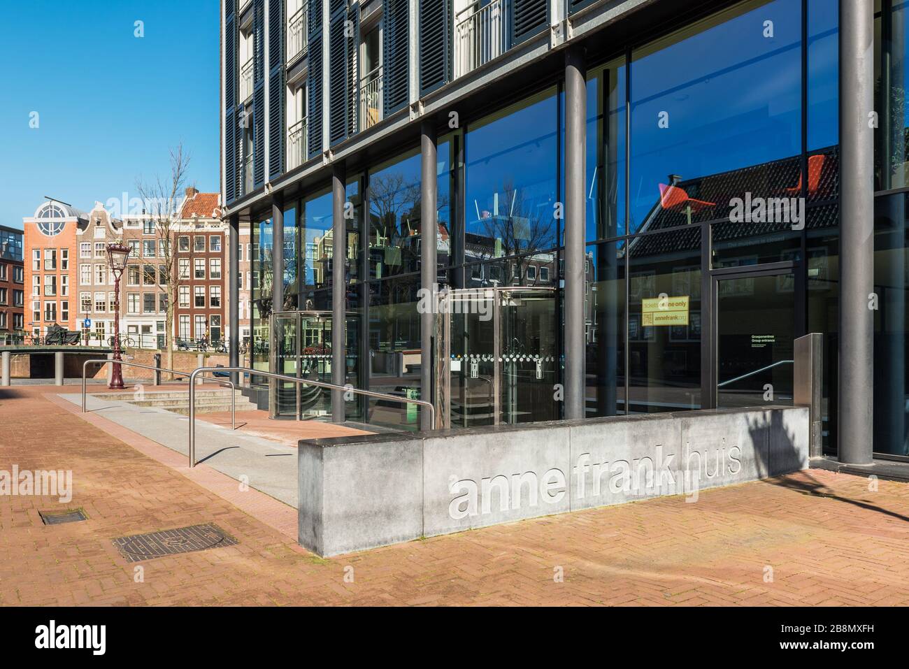 Geschlossen Anne Frank Haus in Amsterdam Niederlande wegen Coronavirus Ausbruch Stockfoto