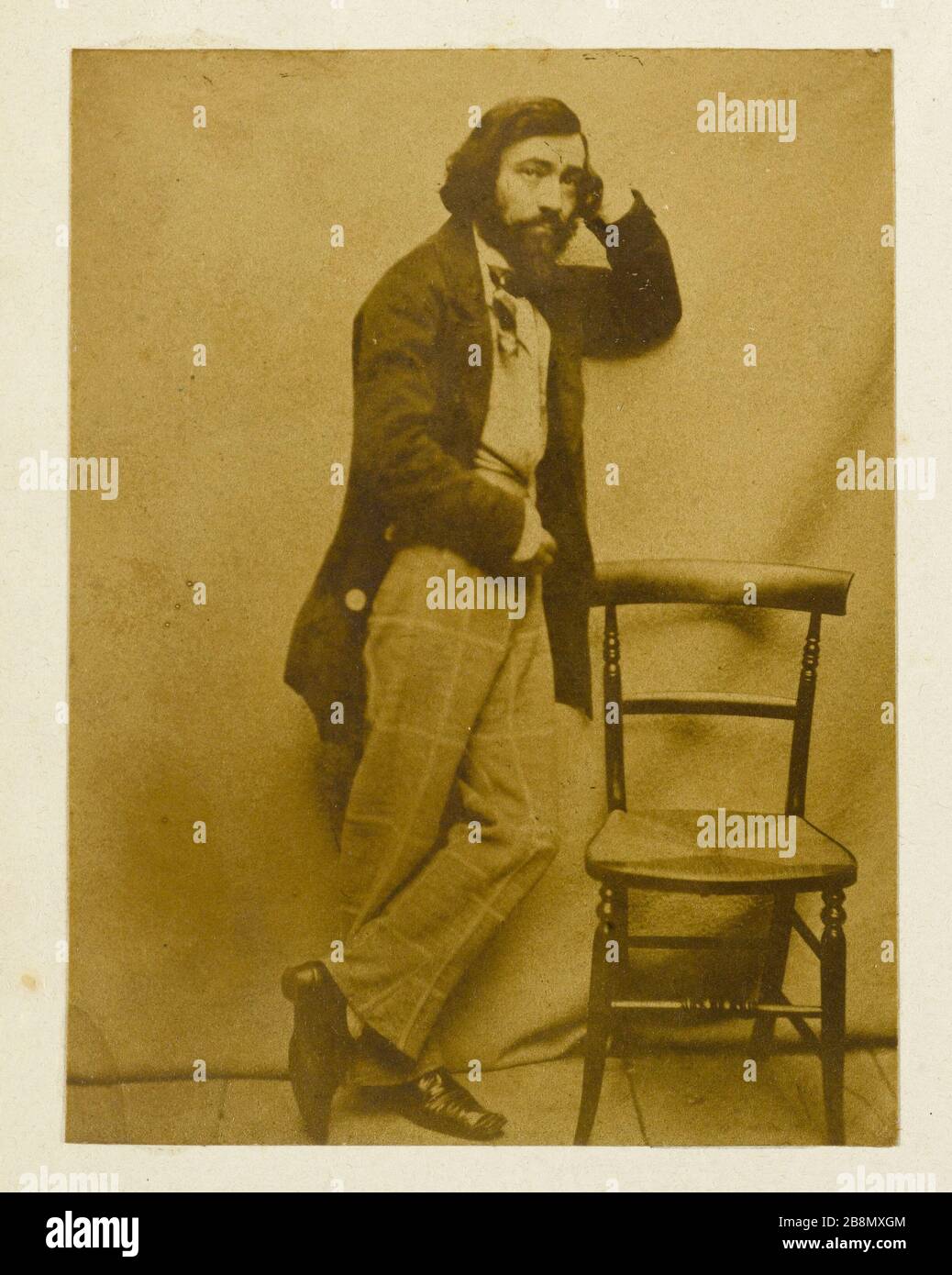 Album Asplet, Folio 5 Vorderseite, Porträt einer Outlaw Anonyme. 'Album Zuplet, Folio 5 recto. 'Portrait d'un proscrit'. Tirage sur Papier salé. 1852-1854. Paris, Maison de Victor Hugo. Stockfoto