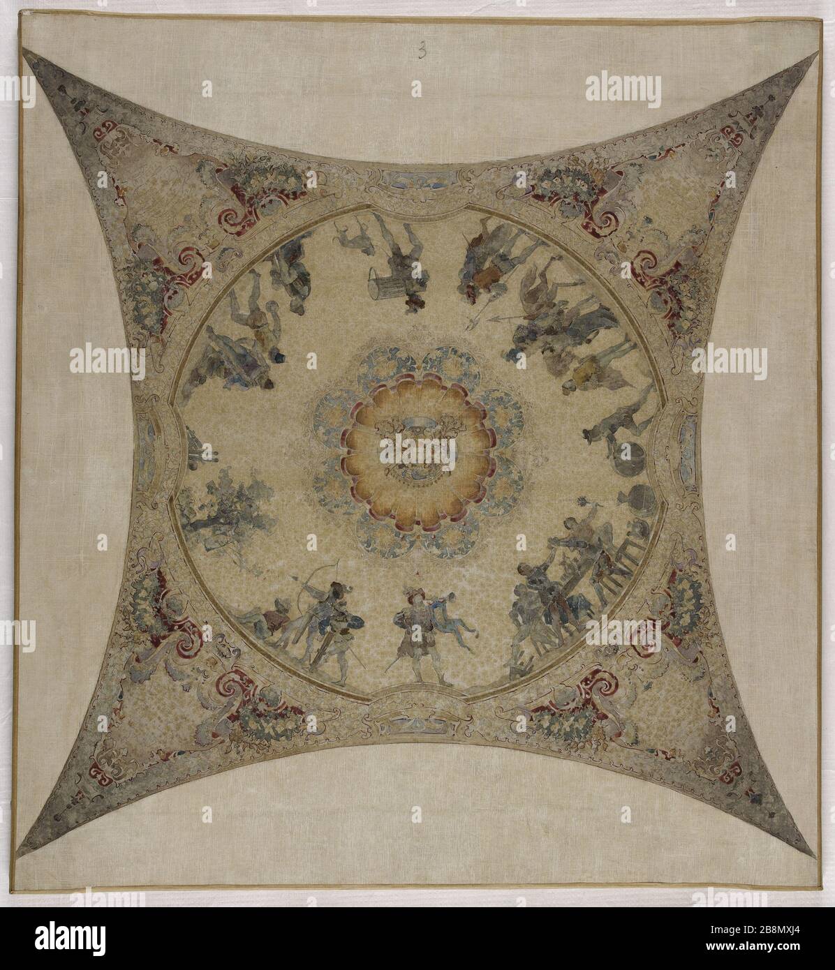 Skizze für Lobau-Galerie des Rathauses von Paris: Mittelalterszene: Sport und Spiel Hector Jean-Baptiste d'Espouy (1854-1929). "cène médiévales. Jeux et sports". Esquisse pour la galerie Lobau de l'Hôtel de Ville de Paris. Huile sur toile, 1890. Musée des Beaux-Arts de la Ville de Paris, Petit Palais. Stockfoto