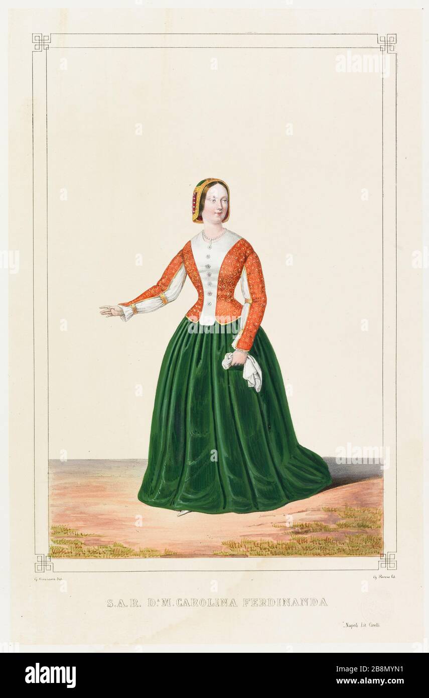 Portrait von S.A.R. Da. Maria Carolina Ferdinanda Giovanni Mariani. Portrait de S.A.R. Da. Carolina Ferdinanda. Portrait de S.A.R. Da. Carolina Ferdinanda. Lithographie. Paris, musée de la Vie romantique. Stockfoto