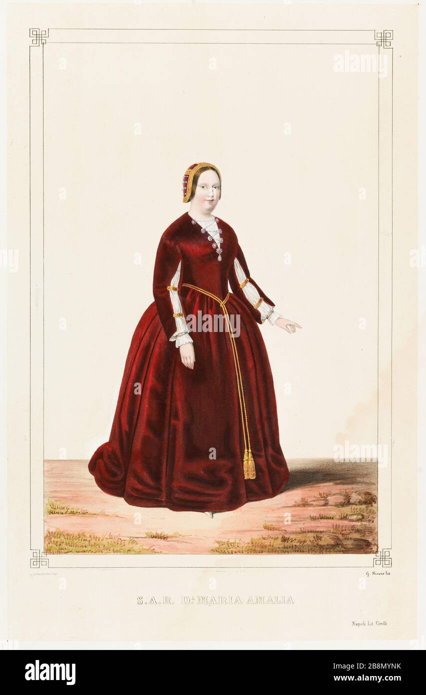 Porträt von Maria Amalia S.A.R Ja Giovanni Mariani. Portrait de S.A.R da Maria Amalia. Portrait de C. lithographie. Paris, musée de la Vie romantique. Stockfoto