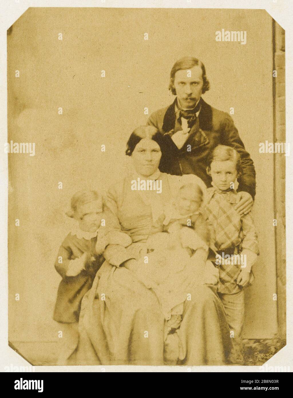 Album Asplet Folio 16, Familienfotografie 'Colfavru Anonyme. 'Album Zuplet', Folio 16. "Photographie de la famille 'Colfavru'. Papier salé albuminé. 1854-1855. Paris, Maison de Victor Hugo. Stockfoto