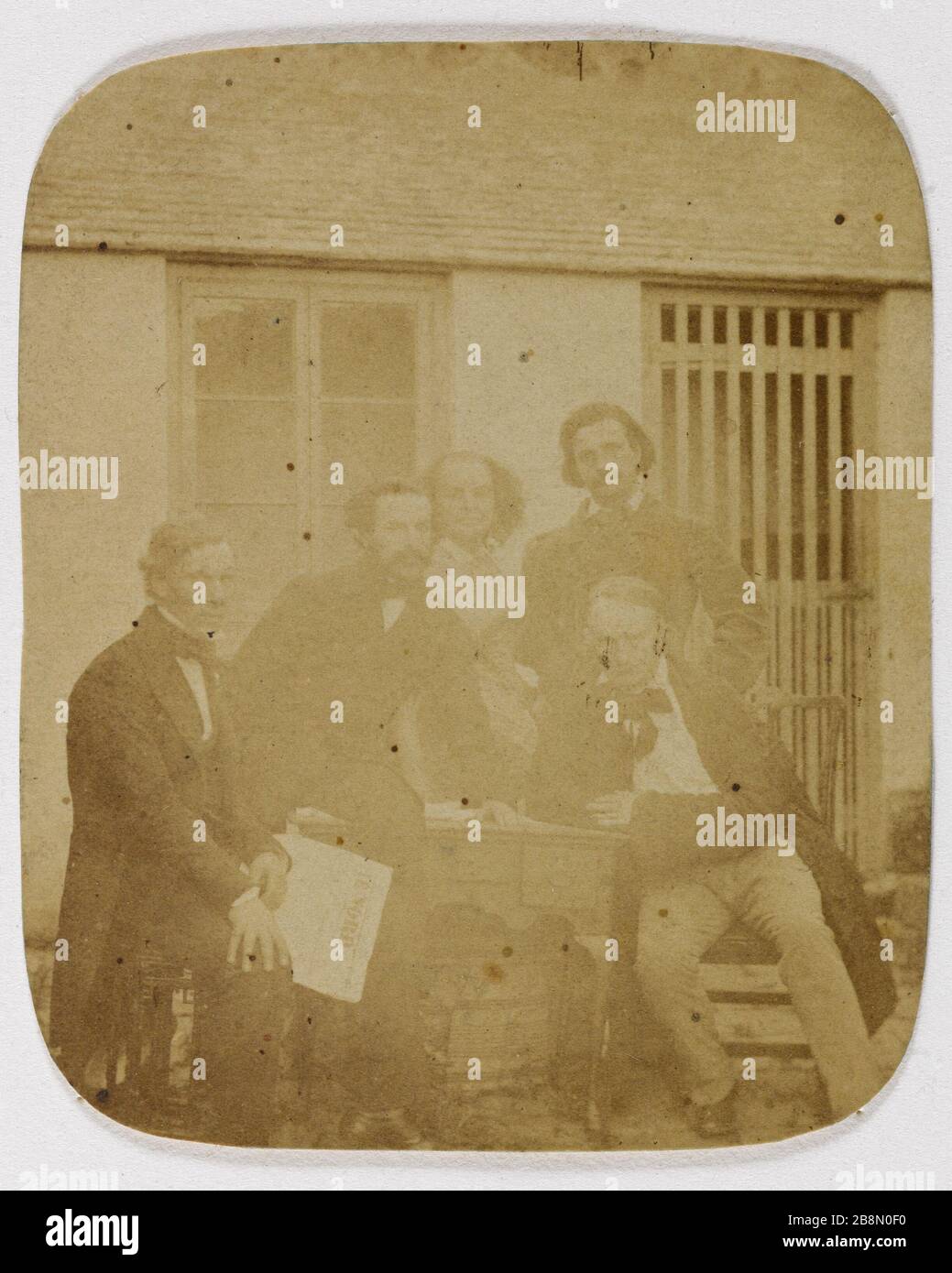 Die Familie Hugo in Jersey 'La famille Hugo à Jersey'. Photographie anonyme. Tirage sur Papier salé. 1853-1855. Paris, Maison de Victor Hugo. Stockfoto