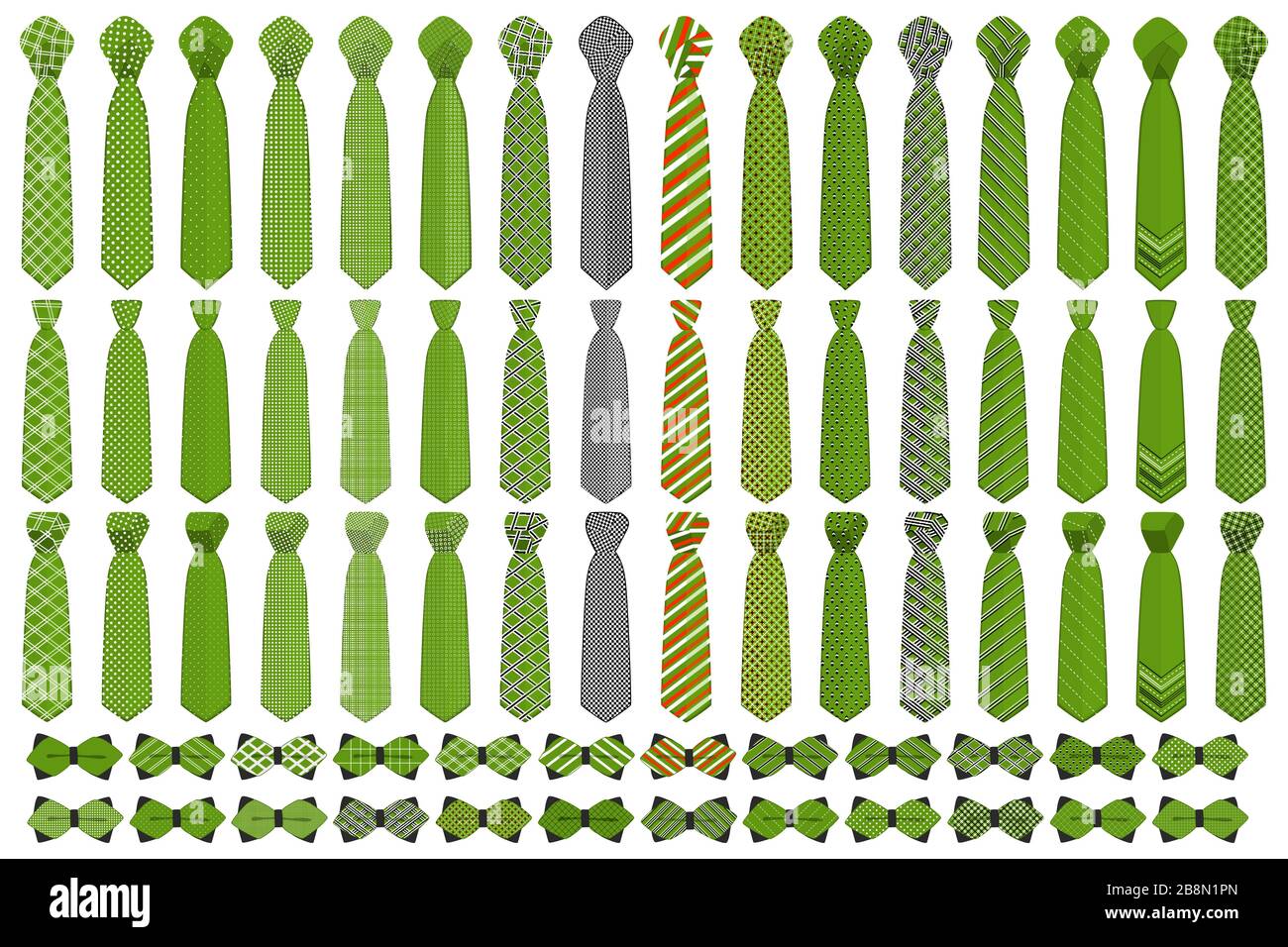 Abbildung auf Thema große farbige Set Krawatten, Querbinder verschiedener Größe. Krawatte aus Sammlung Kleidungsstücke Bow Tie für werden. Stock Vektor