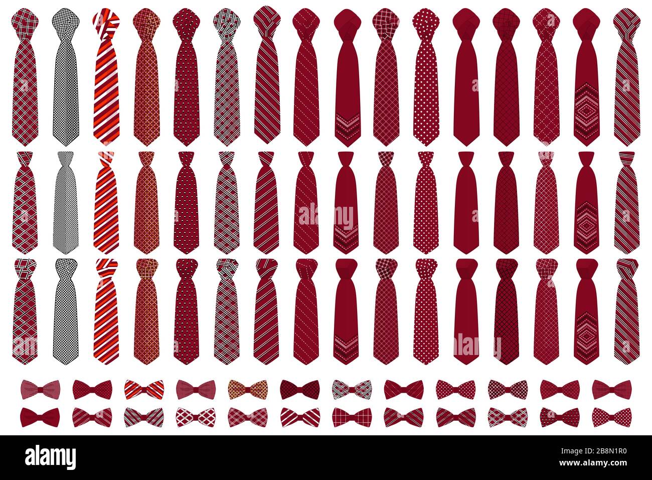 Abbildung auf Thema große farbige Set Krawatten, Querbinder verschiedener Größe. Krawatte aus Sammlung Kleidungsstücke Bow Tie für werden. Stock Vektor