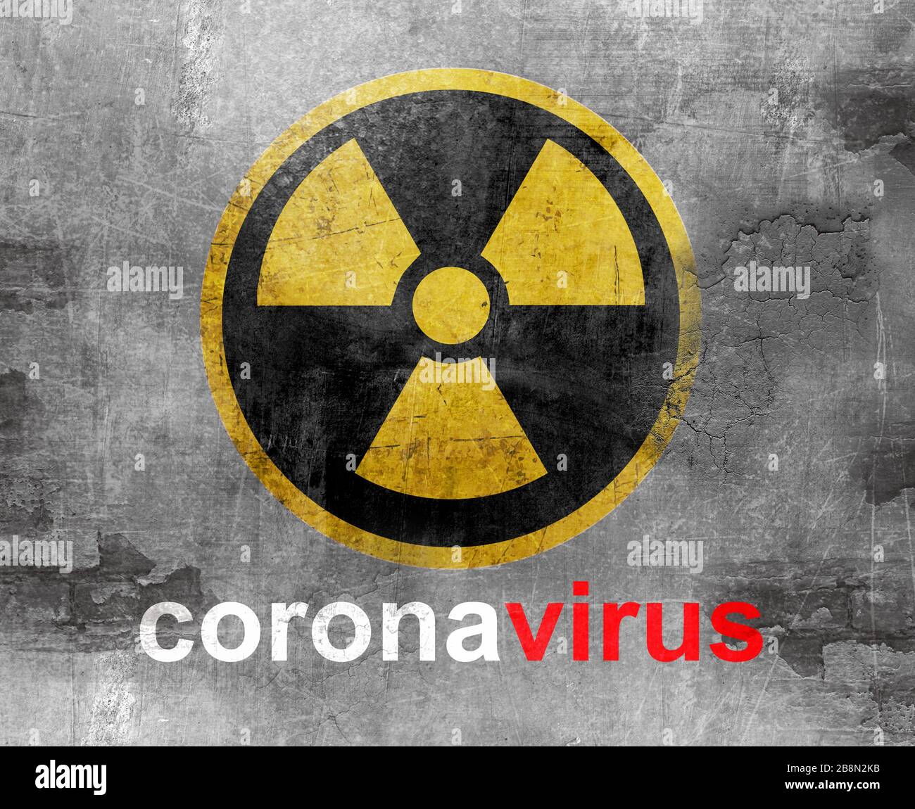 Coronavirus Kovid19 Gefahrensymbol an der Wand Stockfoto