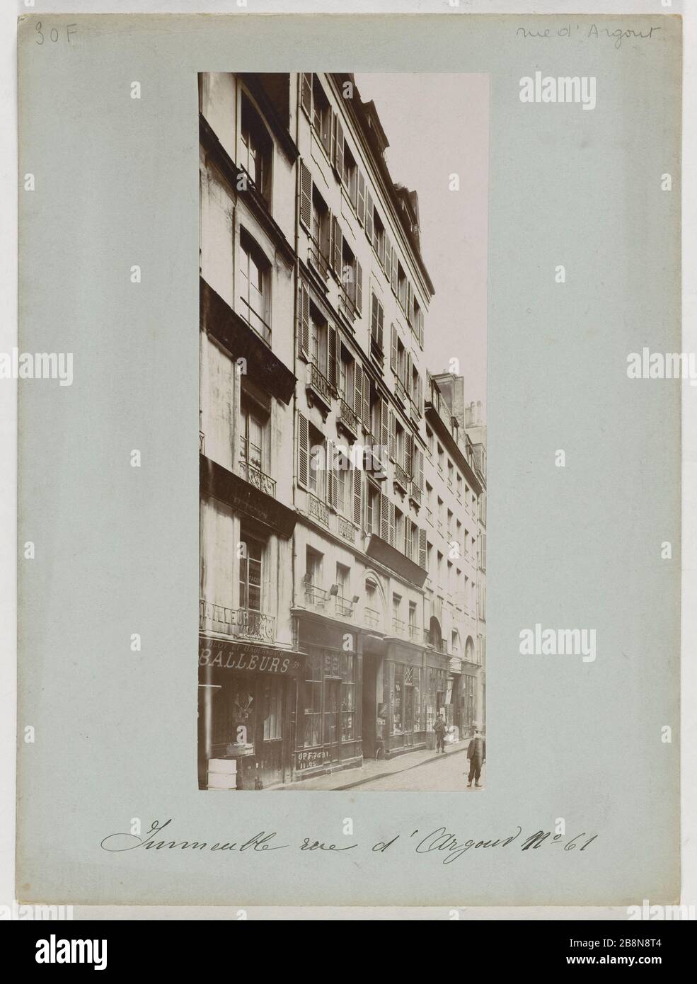 GEBÄUDE, 61 Argout STREET, 2ND-VIERTEL, PARIS Immeuble, 61 rue d'Argout. Paris (IIème arr.), 1905 (novembre). Union Photographique Française. Paris, musée Carnavalet. Stockfoto