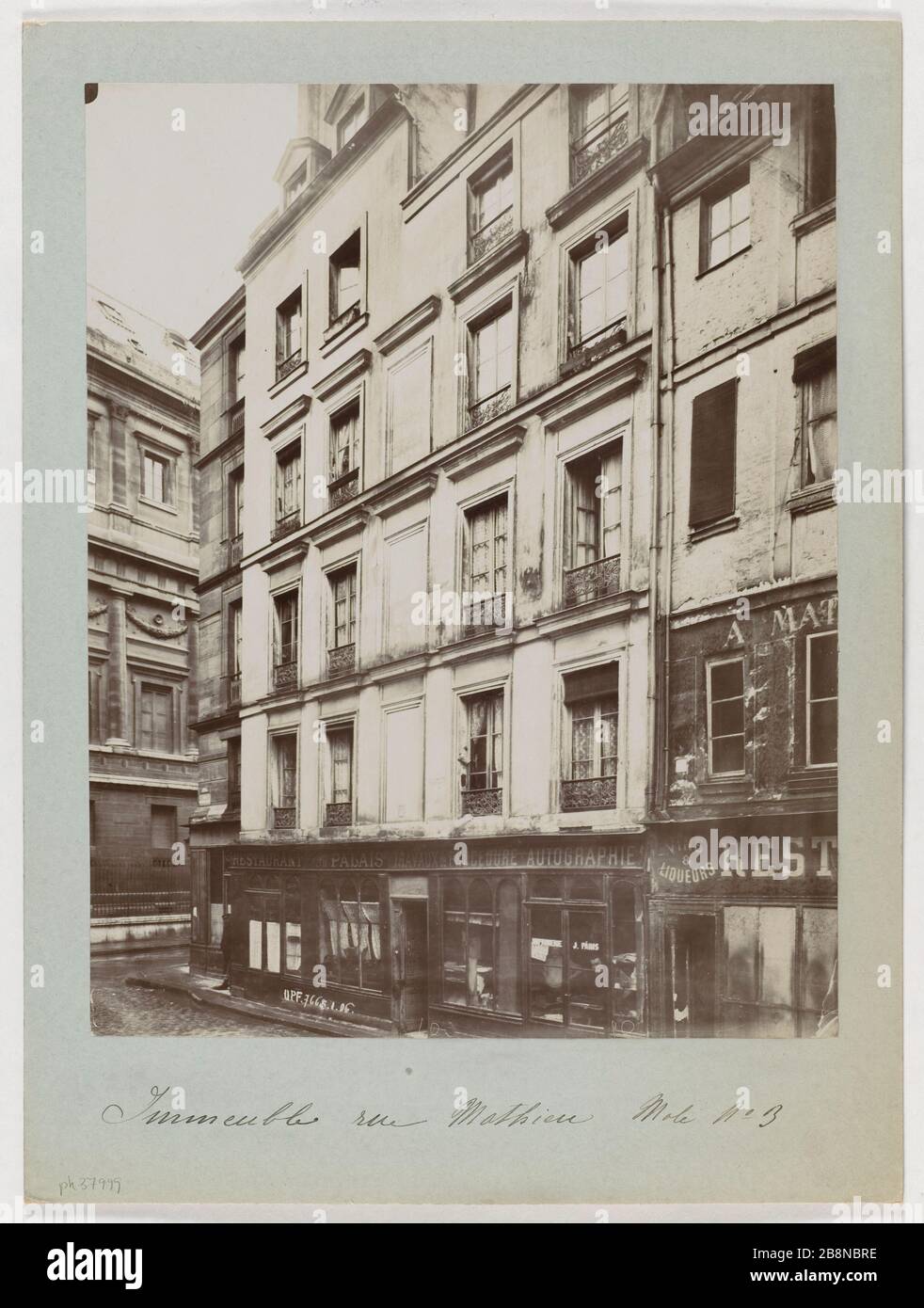 Block, 3-Mathieu-Mole-Straße (bestehende Wald-Goldsmiths), Paris (vierte Straße) Immeuble, 3 rue Mathieu-Molé (actuel quai des Orfèvres), Paris (IVème arr.), janvier 1906. Union Photographique Française. Paris, musée Carnavalet. Stockfoto