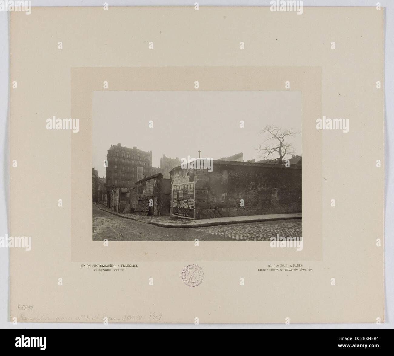 Abriss des Anhangs zum Hotel-Dieu, Paris (vierter arr.) Démolition de l'annektieren de l'Hôtel-Dieu, Paris (IVème arr.). Im Jahr 1909 (Janvier). Union Photographique Française. Paris, musée Carnavalet. Stockfoto