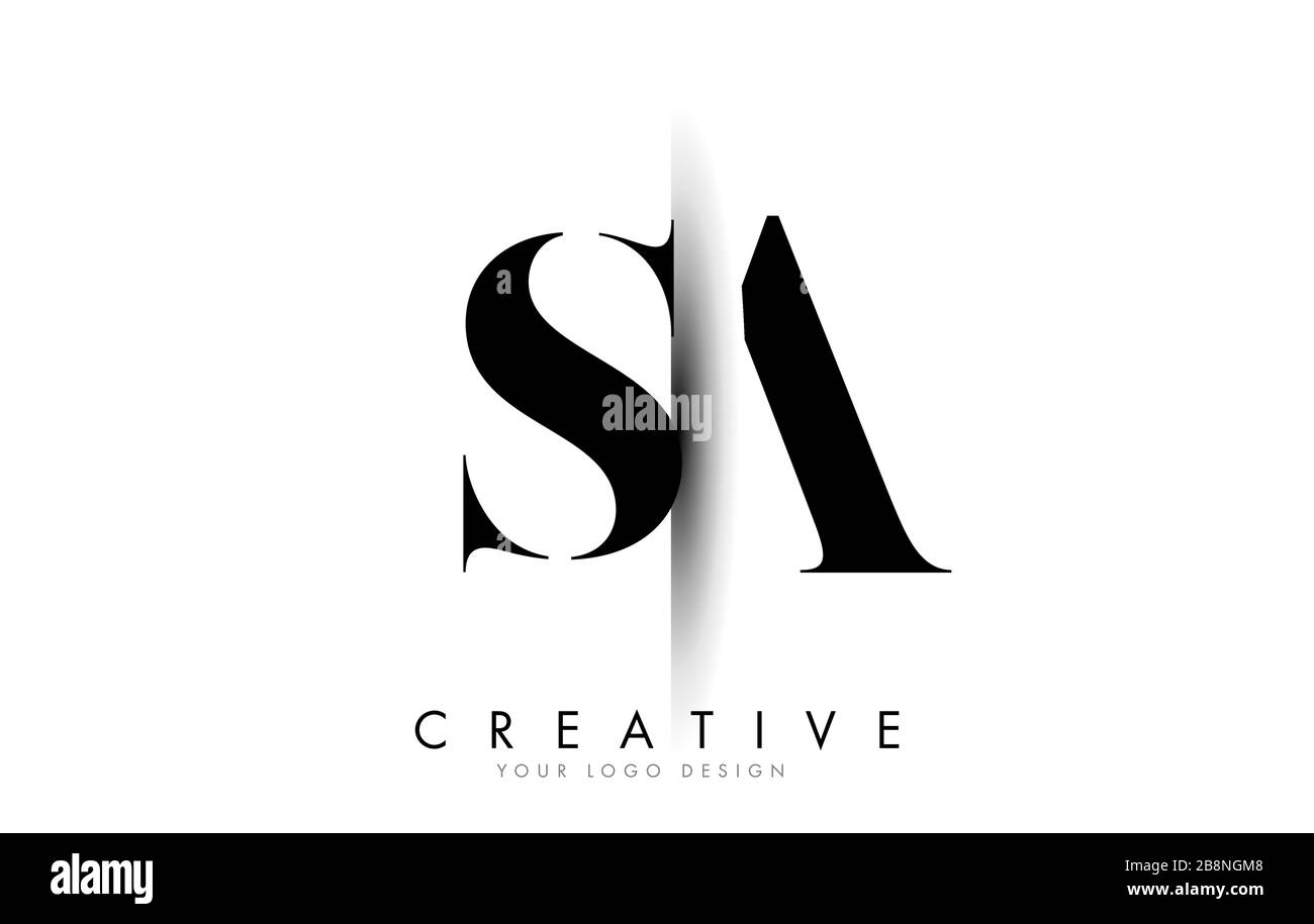 SA S A Letter Logo Design mit Creative Shadow Cut Vector Illustration Design. Stock Vektor