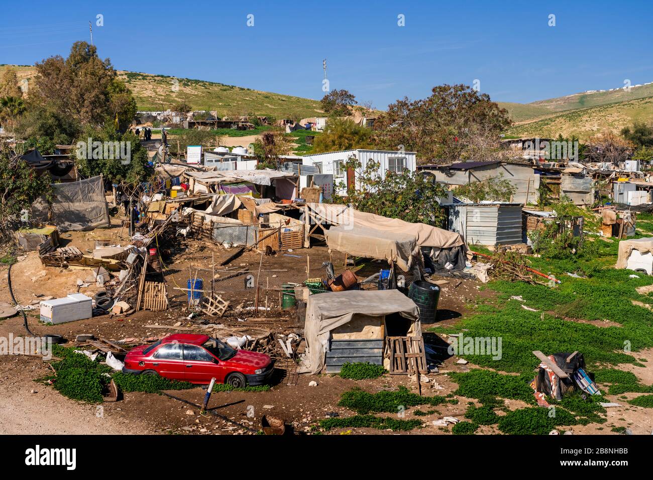 Eine siedlung aus beduinen in den Judäischen Hügeln in der Nähe von Jerusalem, Israel und dem Nahen Osten. Stockfoto