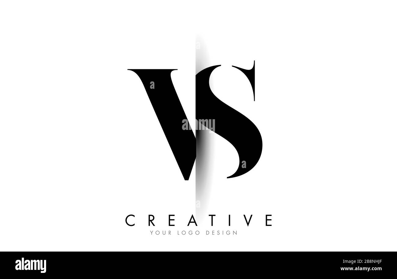 VS V S Letter Logo Design mit Creative Shadow Cut Vector Illustration Design. Stock Vektor
