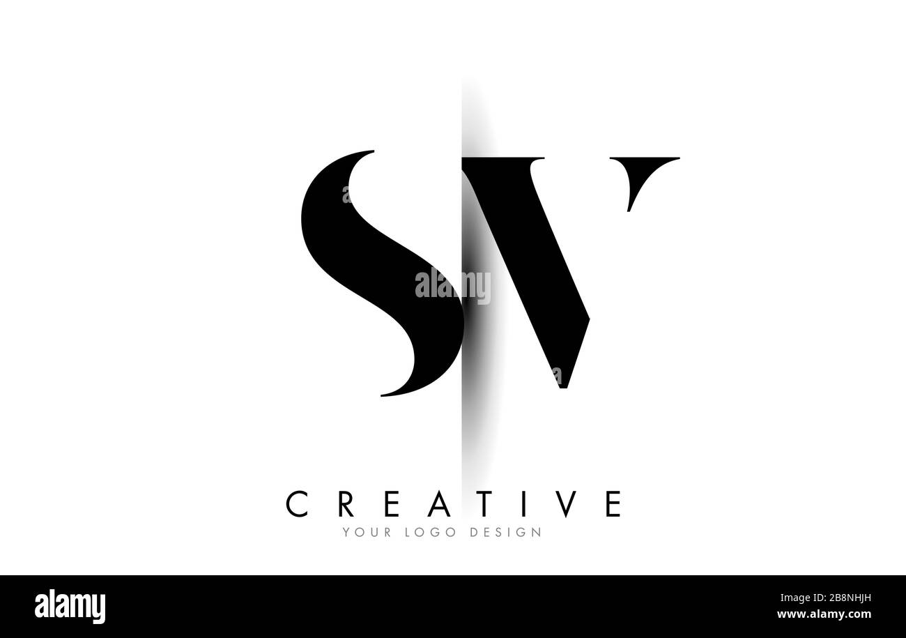 V V Letter Logo Design mit Creative Shadow Cut Vector Illustration Design. Stock Vektor