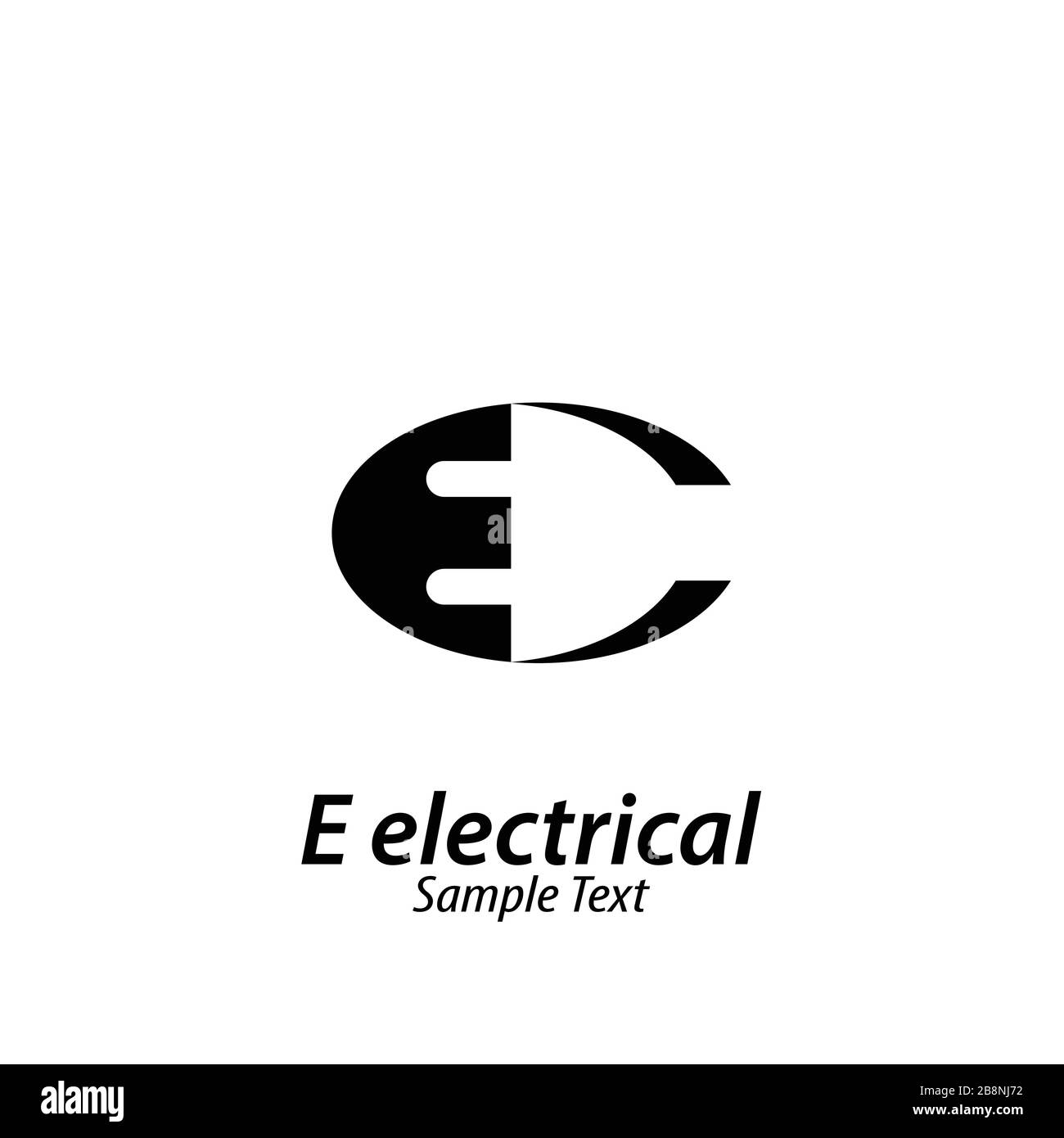 Letter E Elektro-Logo, Logo für Steckdosen, Konzeptvorlage für negative Räume. Stock Vektor
