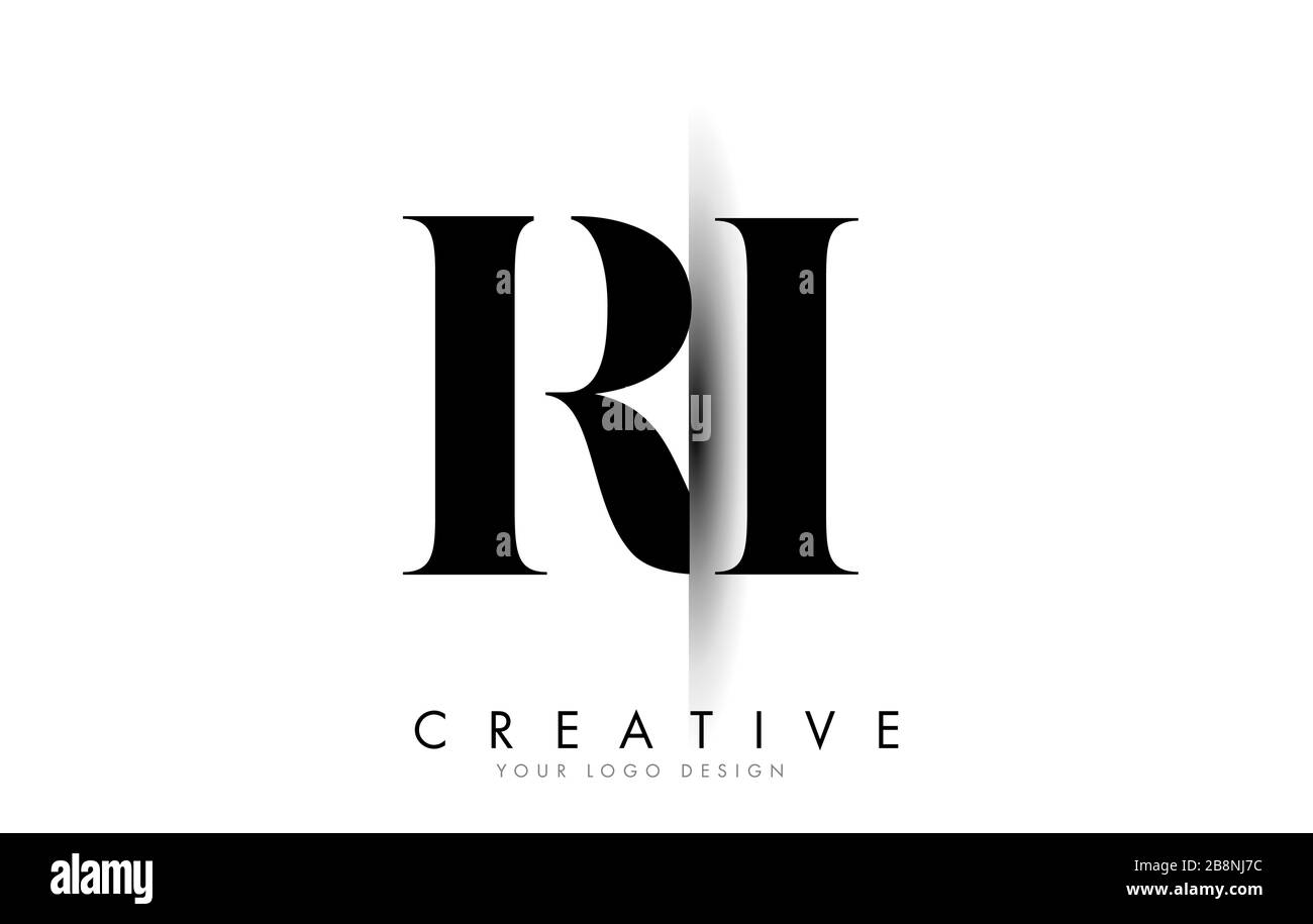 RI R i Letter Logo Design mit Creative Shadow Cut Vector Illustration Design. Stock Vektor