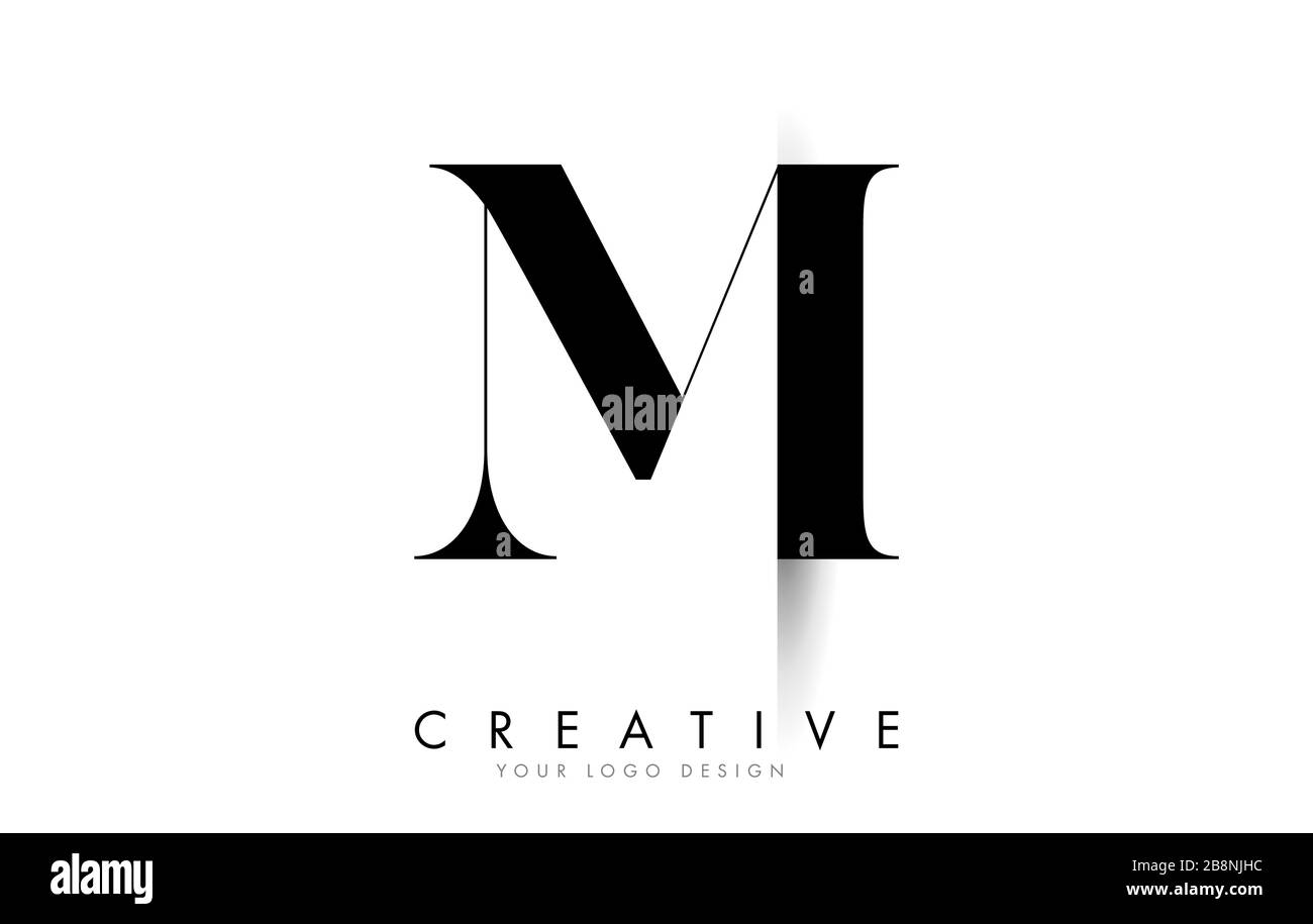 MI M I Letter Logo Design mit Creative Shadow Cut Vector Illustration Design. Stock Vektor