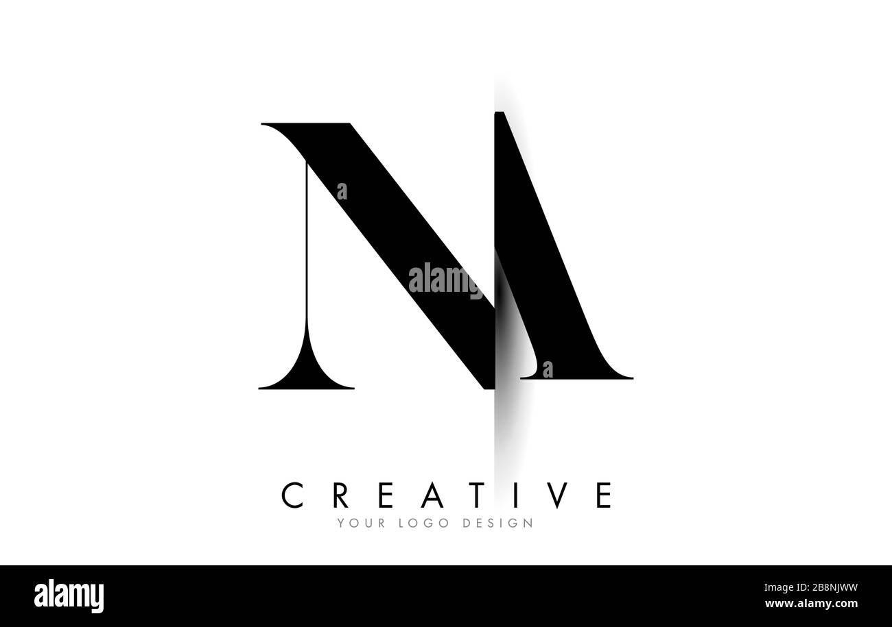 Na N EIN Letter Logo Design mit Creative Shadow Cut Vector Illustration Design. Stock Vektor