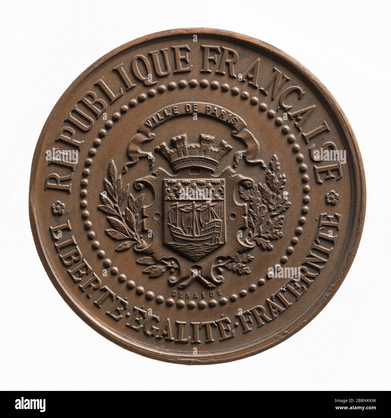 Jugendamt des fünfzehnten Pariser Stadtarronts der öffentlichen Hilfe, "Bureau de bienfaisance de l'Assistance Publique du XVe arronoire de Paris, 1891". Cuivre. 1891-1891. Paris, musée Carnavalet. Stockfoto