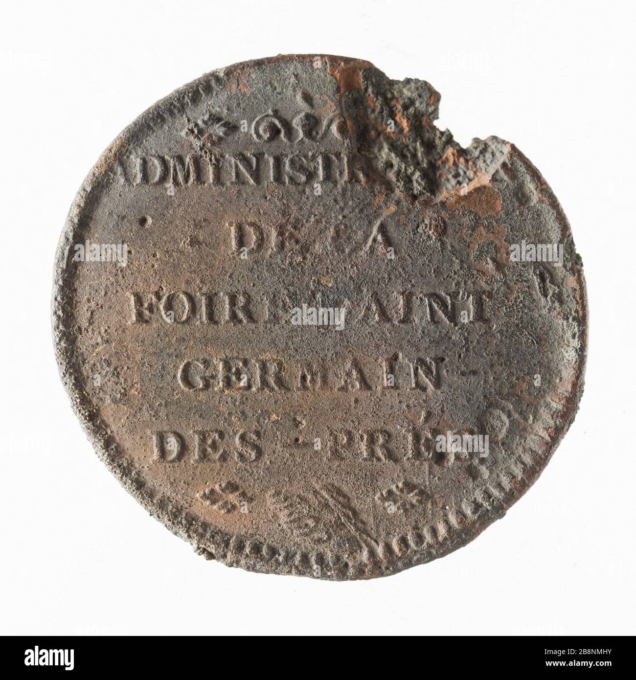 Verwaltung der Messe Saint-Germain-des-Prés, französische Republik (?) "Administration de la foire Saint-Germain-des-prés, République française (?)". Cuivre. 1848-1848. Paris, musée Carnavalet. Stockfoto