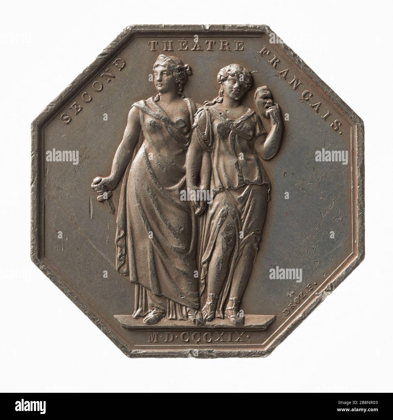 Einweihung des zweiten französischen Theaters, Droz, Jean-Pierre. "Einweihung des zweiten Théâtre-Français, 181". Métal. 1819-1819. Paris, musée Carnavalet. Stockfoto