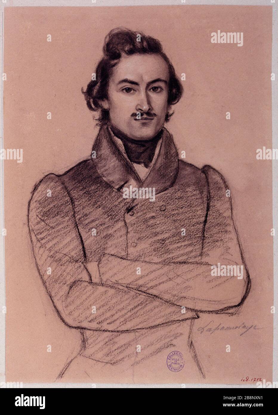 Albert Dulin von Laponneraye (1808-1849), politischer Häftling im Gefängnis Sainte-Pelagie, Auguste-Toussaint Leclerc ou Lecler (1788-1834). Albert Dulin de Laponneraye (1808-1849), détenu politique à la Prison de Sainte-Pélagie. Crayon rehaussé, fusain. Paris, musée Carnavalet. Stockfoto