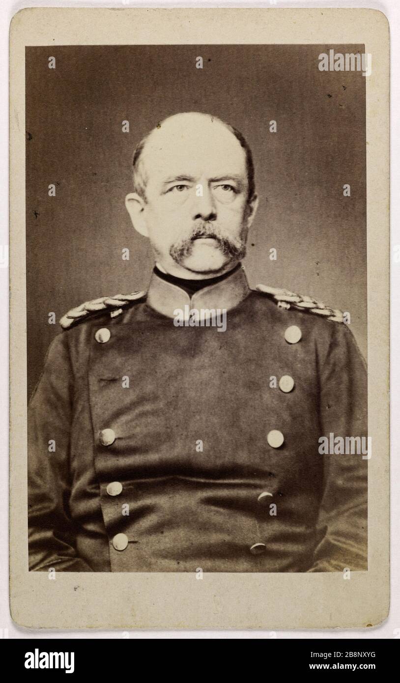 Porträt des Fürsten Otto Eduard Leopold-von-Bismarck (1815-1898), (Mann des preussischen Staates) Anonyme. Portrait du Prinz Otto Edouard Léopold von Bismarck (1815-1898), (homme d'Etat prussien). Carte de visite (recto). Tirage sur Papier Albuminé. 1870-1890. Paris, musée Carnavalet. Stockfoto